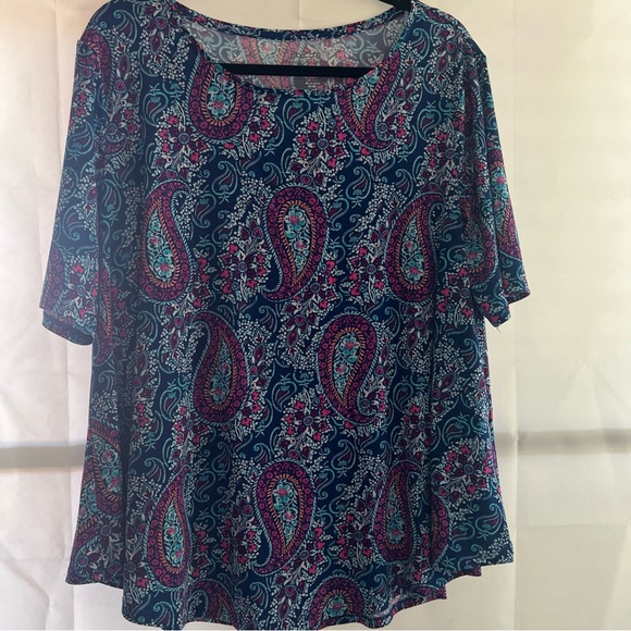 Chico's Tops - Chico's Navy Paisley Tunic with Pink & Teal Accents Casual